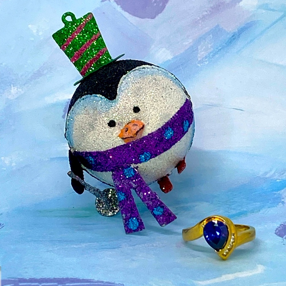 CZ Royal Blue Gem & Diamond Necklace ~ Ring ~ Earrings Set.